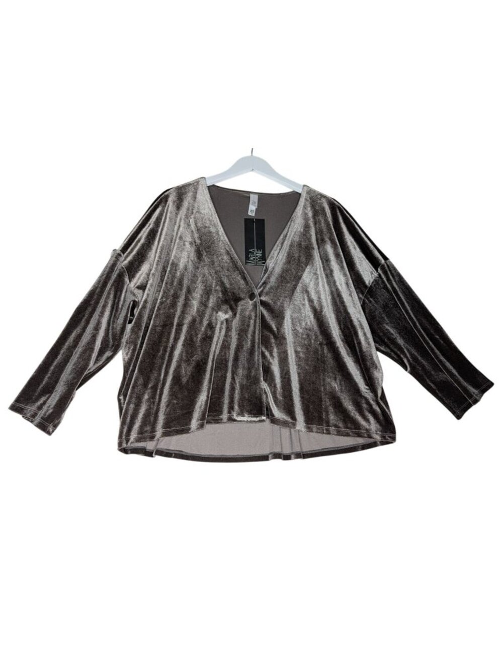 NWT Marla Wynne Women’s M Velvet Cardigan Topper Jacket Single Button Lagenlook